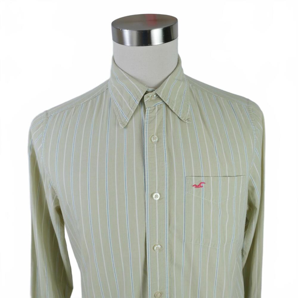 Hollister Green Striped Dress Shirt